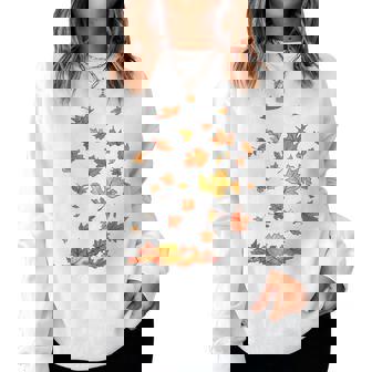 Falling Autumn Fall Leaves Cottagecore Autumn Fall Colors Women Sweatshirt | Seseable CA