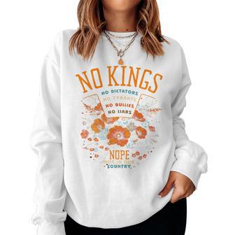Feminine No Kings Floral Boho Fall October Protest For Women Women Sweatshirt - Thegiftio UK