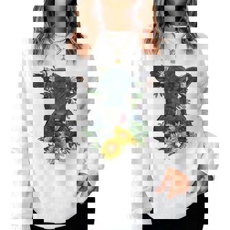 Black Angus Rancher Cattle Cow Lover Cow Sunflower Women Sweatshirt | Mazezy