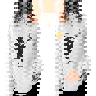 Black Cat Halloween Humor Trump Pumpkin Women Women Sweatshirt - Monsterry