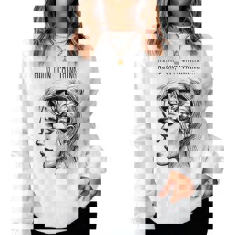 Cat Brain Girl Meme Graphic Women Sweatshirt | Mazezy