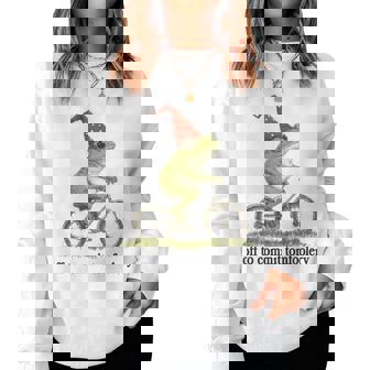 Frog Meme Off To Commit Tomfoolery Sarcastic Women Sweatshirt | Mazezy