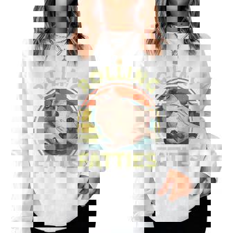 Rolling Fatties Siamese Cat Breed Mom Dad Kitten Retro Women Sweatshirt | Mazezy