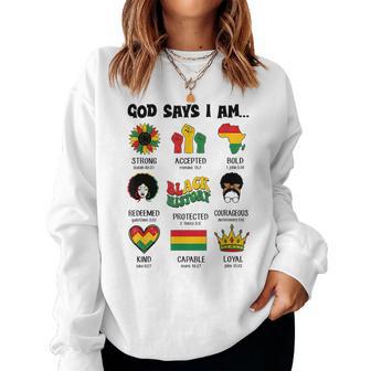God Says I-Am Black History Afro Bible Verse Christian Women Sweatshirt - Thegiftio