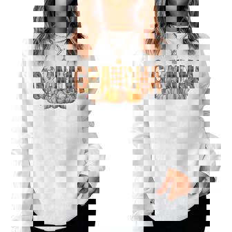 Grandma Pumpkin Fall Plaid Autumn Leaves Women Women Sweatshirt | Seseable CA