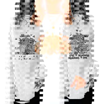 Grateful Thankful Blessed Pumpkin Thanksgiving Autumn Fall Women Sweatshirt | Mazezy