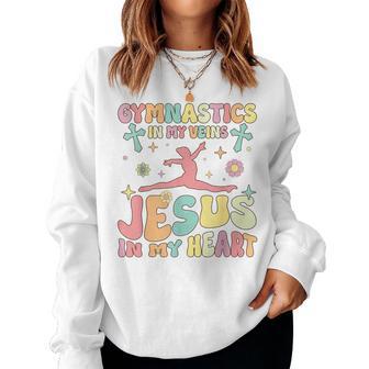 Gymnastics In Veins Jesus In My Heart Groovy Gymnast Acrobat Women Sweatshirt - Thegiftio UK