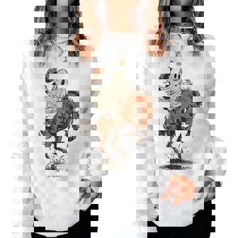 Halloween Western Cowboy Ghost Rodeo Horse Country Women Sweatshirt | Seseable FR