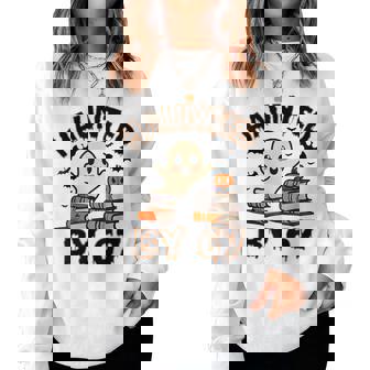 Haunted By 67 Teacher Ghost Pumpkin Halloween Costume Women Sweatshirt | Mazezy