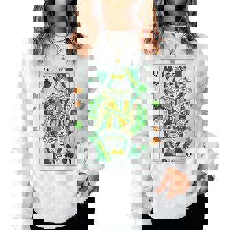 Irish Queen Of Hearts Saint Patrick's Day Playing Card Women Women Sweatshirt | Seseable CA