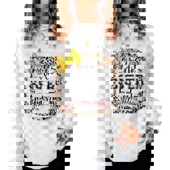 Little Sister Biggest Fan Softball Bow Catcher N Girl Mom Women Sweatshirt - Monsterry