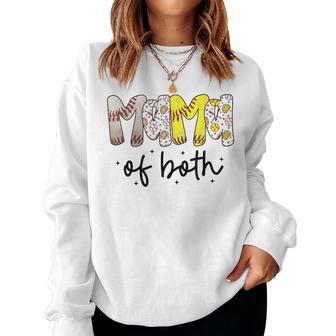 Mama Of Both Baseball Softball Mom Mother's Day Women Sweatshirt - Thegiftio UK