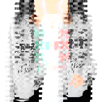 Mexico Hispanic Heritage Month Bow Mexican Flag Girls Women Women Sweatshirt | Mazezy