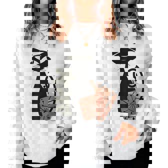 Midcentury Mid Century Cat Retro Atomic Age Modern Floral Women Sweatshirt - Thegiftio