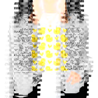 Motif Amusant De Canard Jaune Et Cœurs Pour Filles Et S Sweat-shirt pour femme - Cadeauxyz