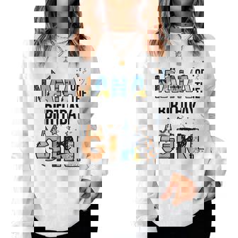 Nana Of The Birthday Girl Party Blue Dog Lover Matching Women Sweatshirt - Seseable