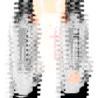 Not Today Satan American Flag Cross Christian Patriotic Women Sweatshirt | Seseable UK