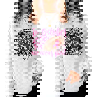 In October We Wear Pink Football Breast Cancer Cheer Mom Women Sweatshirt - Seseable