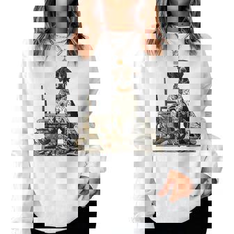 Old School Camo German Shorthaired Pointer Hunting Dog Mom Women Sweatshirt - Seseable