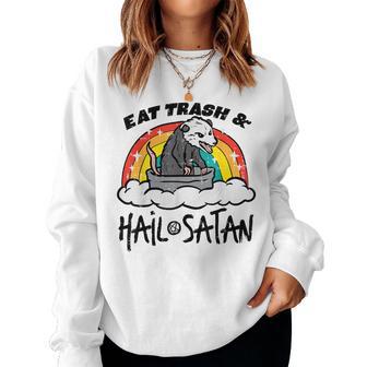 Opossum Eat Trash Hail Satan Possum Occult Women Women Sweatshirt - Thegiftio