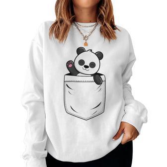 Panda Lovers Cute Panda In Pocket Women Sweatshirt - Thegiftio UK