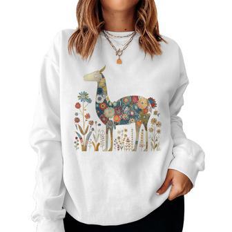 Peru Souvenir Llama Alpaca Flowers Peruvian Souvenir Women Sweatshirt - Thegiftio UK