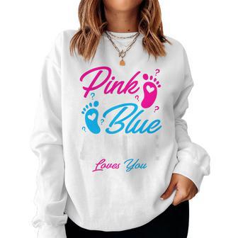 Pink Or Blue Auntie Loves You Baby Shower Gender Reveal Aunt Women Sweatshirt - Thegiftio