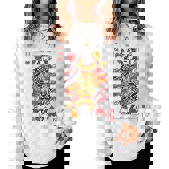 Queen Of Hearts Royal Flush Group Costume Playing Card Women Sweatshirt - Monsterry