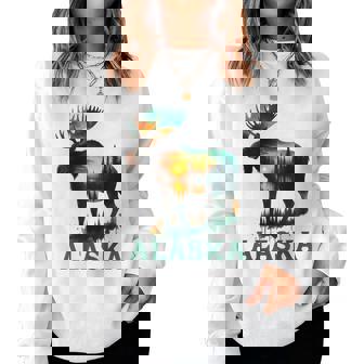 Souvenir De L'élan De L'alaska Avec Lac Et Montagne Pour Homme Et Sweat-shirt pour femme - Cadeauxyz