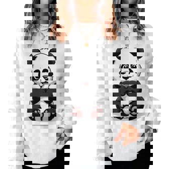 Sweet Panda Ours De Dessin Animé Kawaiityle Amoureux Des Animaux Manche Longue Sweat-shirt pour femme - Cadeauxyz