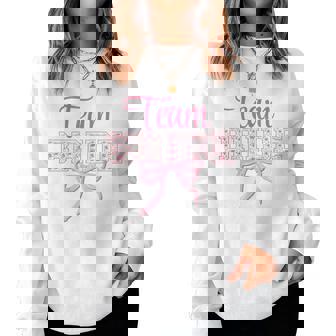 Team Bride Pink Bow Coquette Floral Matching Bridal Women Sweatshirt | Seseable FR