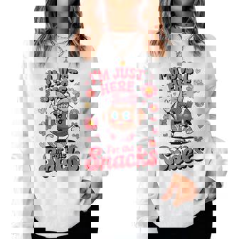 Toddler Girl Im Just Here For Snacks Football Coquette Bow Women Sweatshirt | Seseable UK