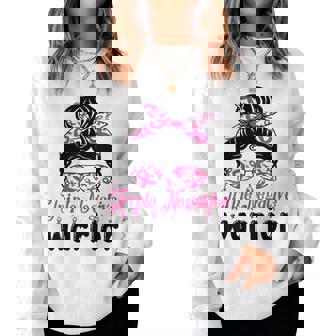 Triple Negative Warrior Messy Bun Breast Cancer Awareness Women Sweatshirt | Mazezy