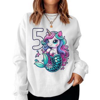 Unicorn Mermaid 5Th Birthday 5 Year Old Party Girls Outfit Women Sweatshirt - Thegiftio UK