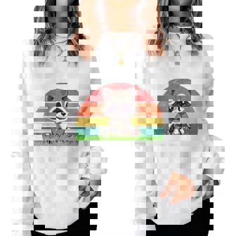 Vintage Cute But Feral Toddler Boy Girl Raccoon Retro Women Sweatshirt | Mazezy