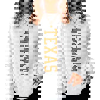 Vintage Texas Varsity Print Collegiate Style Women Sweatshirt - Monsterry