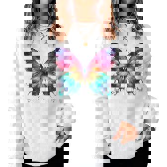 Watercolor Butterfly Graphic Women Women Sweatshirt - Monsterry