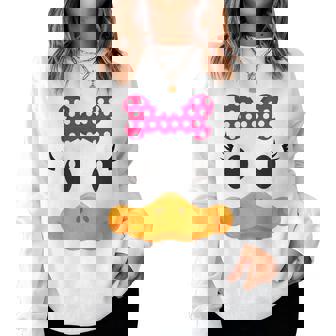 Yellow Duck Face Halloween Animal Costume Coquette Bow Girl Women Sweatshirt - Monsterry