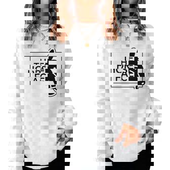 【バックプリント・背中側】ザ・ホース・フェイス The Horse Face 午年 馬 2026 パロディ 長袖tシャツ レディーススウェットシャツ - Kawaiitshirt