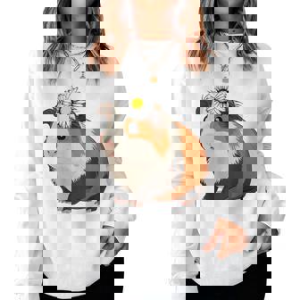 モルモットの花、モルモットの花 レディーススウェットシャツ - Kawaiitshirt