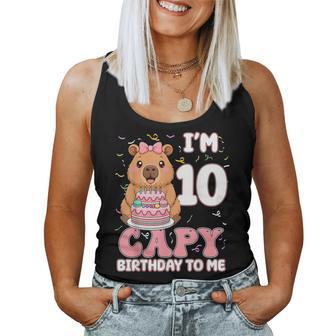 10 Years Old Capy Birthday To Me 10Th Birthday Capybara Girl Women Tank Top - Seseable