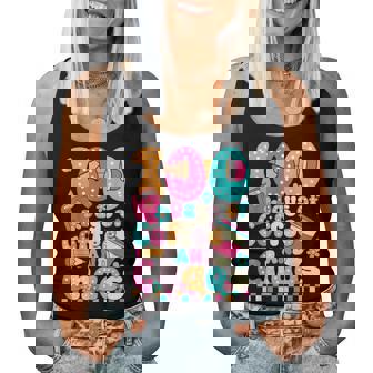 100 Days Of Coffee & Chaos Teacher Retro 100Th Day Of School Women Tank Top - Monsterry