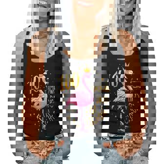 100Th School Day 100 Flaming School Days Flamingo Women Tank Top - Thegiftio