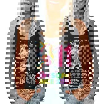 11 Years Old Unicorn Dabbing 11Th Birthday Girl Party Women Tank Top | Seseable CA