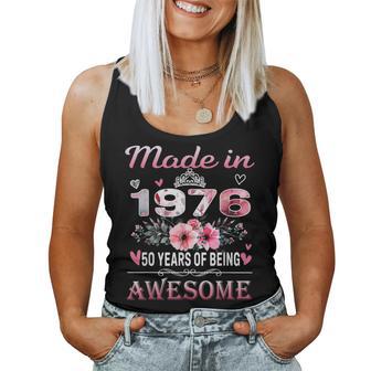 50Th Birthday Made In 1976 50 Years Of Being Awesome Floral Women Tank Top | Seseable CA