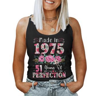 51 Year Old Made In 1975 Floral 51Th Birthday Women Women Tank Top - Thegiftio UK