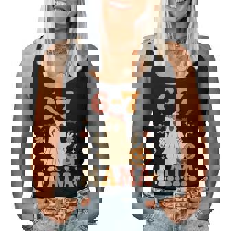 67 Mama Ghost Halloween Groovy Retro Six Seven Mom Women Tank Top - Monsterry