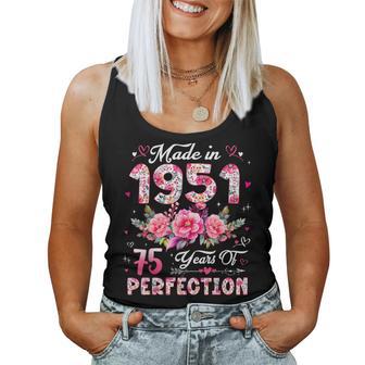 75 Year Old Made In 1951 Floral 75Th Birthday Women Women Tank Top - Thegiftio UK