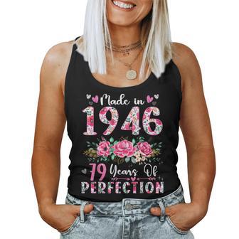 79 Year Old Made In 1946 Floral 79Th Birthday Women Women Tank Top - Thegiftio UK