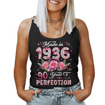 90 Year Old Made In 1936 Floral 90Th Birthday Women Women Tank Top | Seseable CA